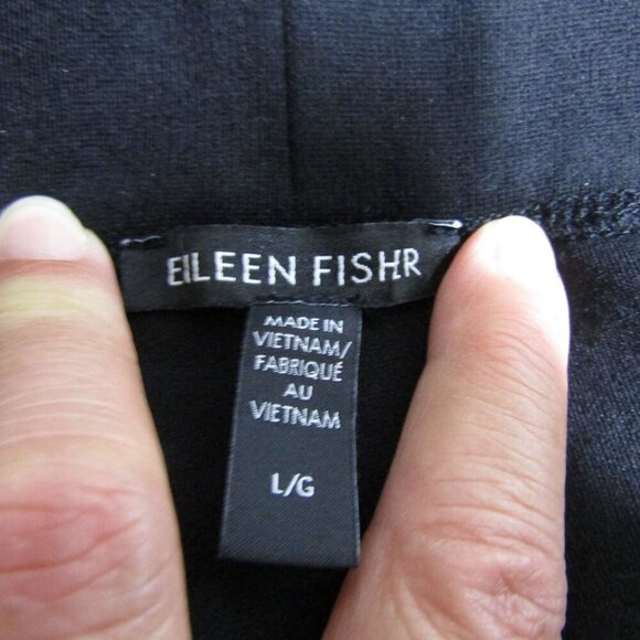 EILEEN FISHER Black Knit WIDE LEG Pull on Stretch Career Minimalist Pants L - Picture 7 of 10
